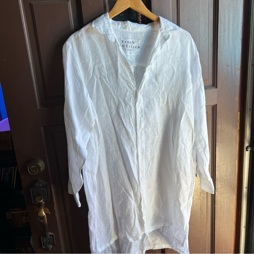 Frank & Eileen Hunter Linen White Shirt Dress - Picture 2 of 8